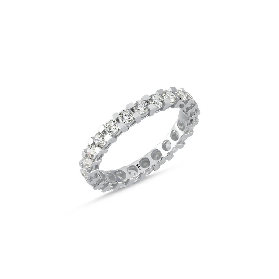 14 Ayar Beyaz Altın Tamtur Yüzük - CNG Jewels