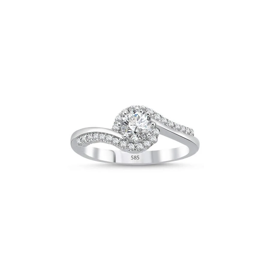 14K White Gold Solitaire Siena Ring - 1