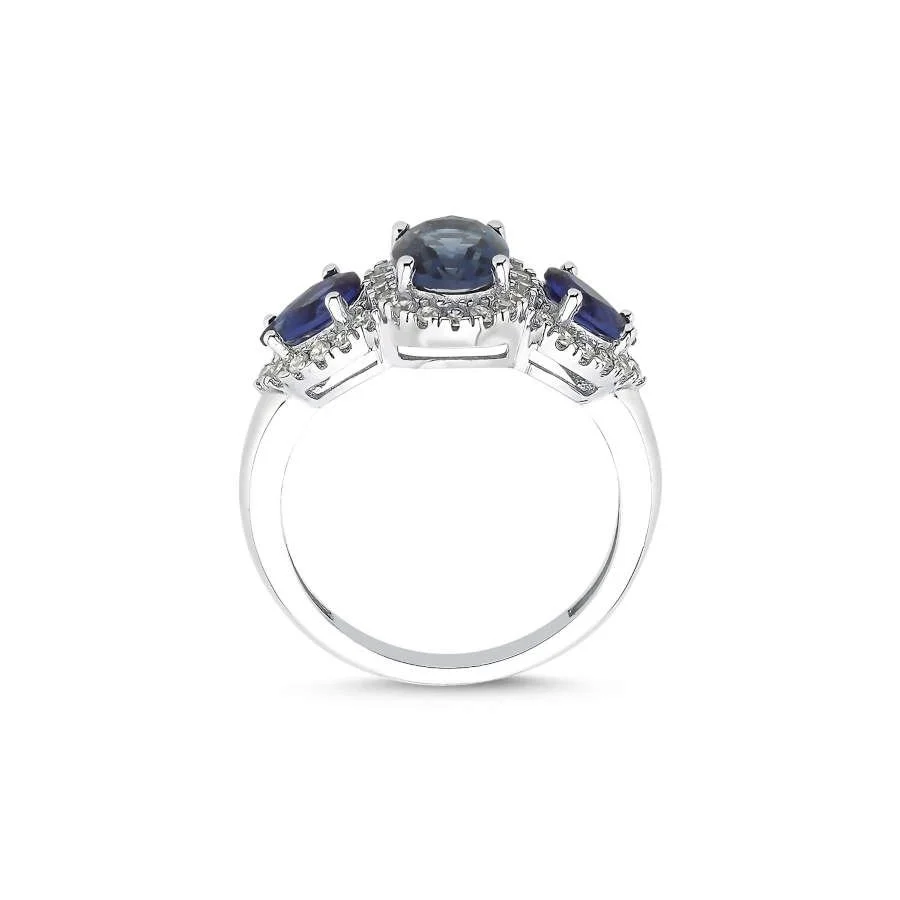 14K White Gold Tria Sapphire Anturaj Ring - 2