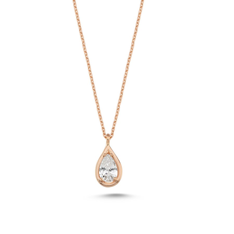 14 Ayar Rose Altın Damla Taşlı Kolye - CNG Jewels