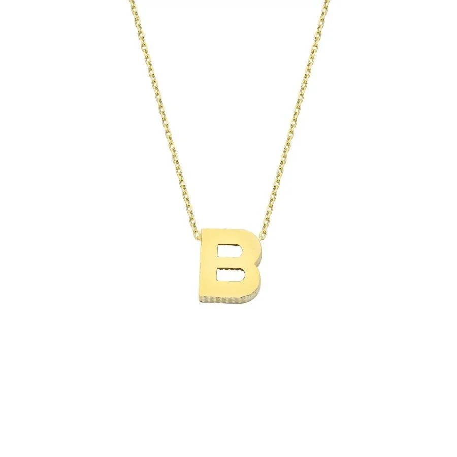 Lowercase Letter B 14 Carat Gold Necklace - 1