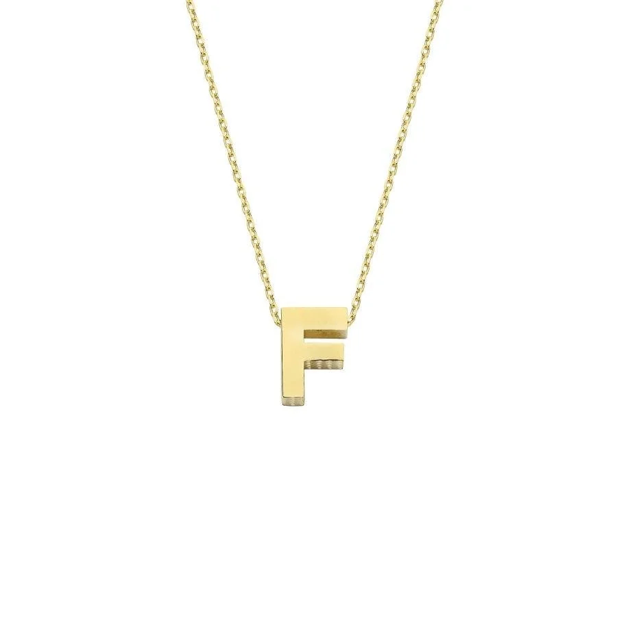Small Letter F 14 Carat Gold Necklace - 1