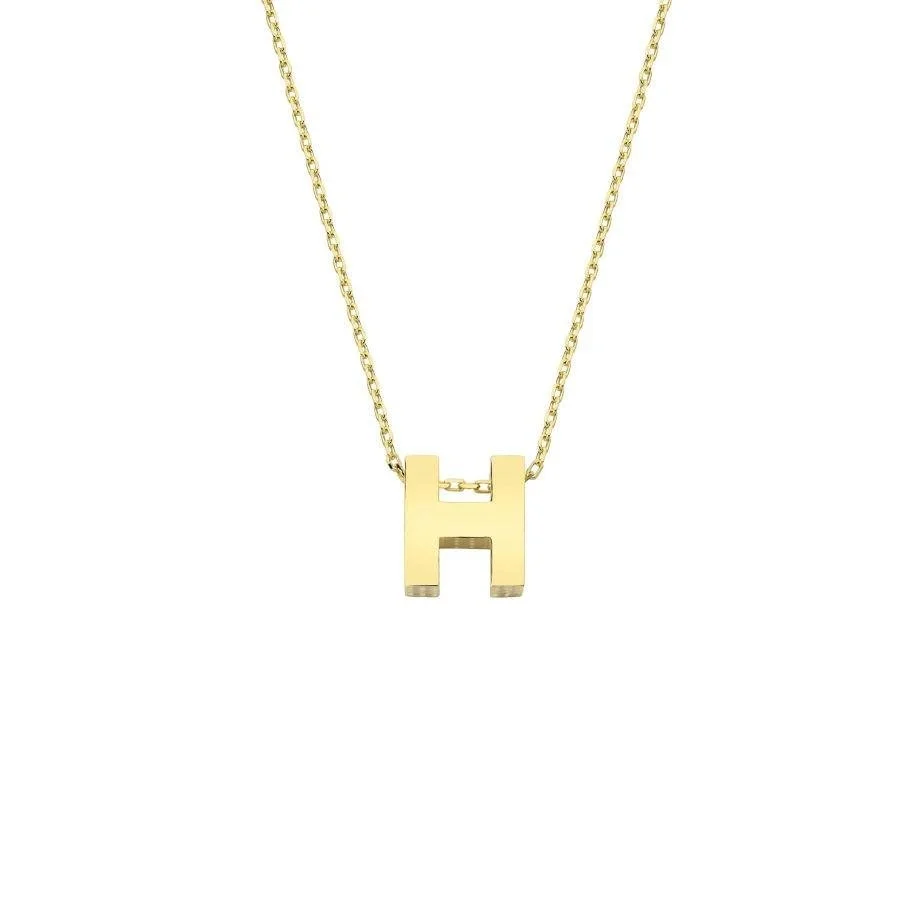 Small Letter H 14 Carat Gold Necklace - 1