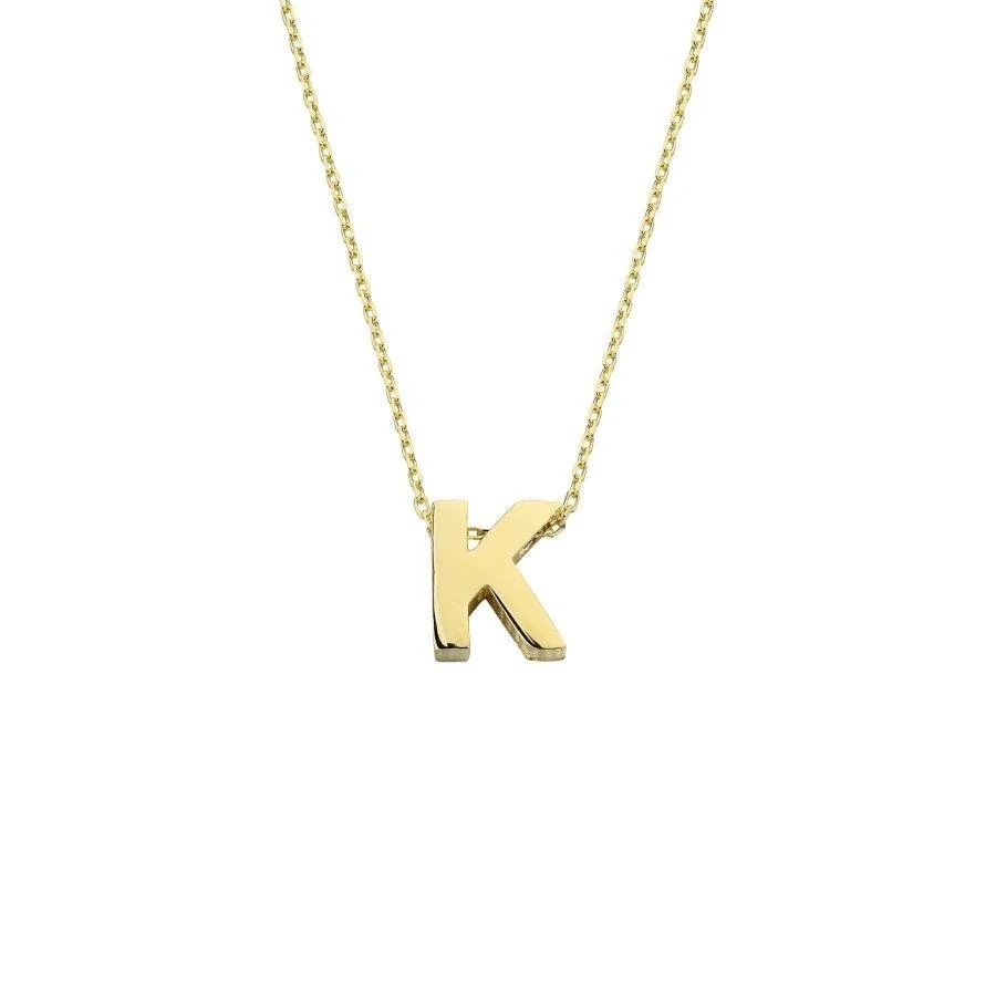 Small Letter K 14 Carat Gold Necklace - 1