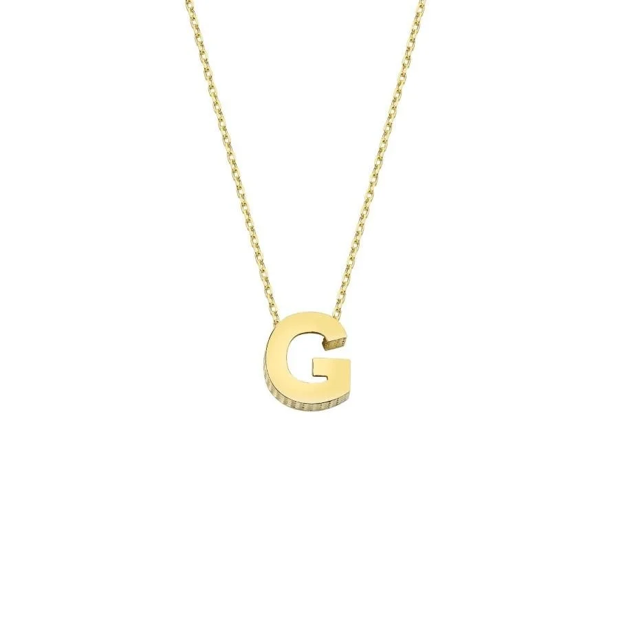 14k Gold İntial Letter G Necklace