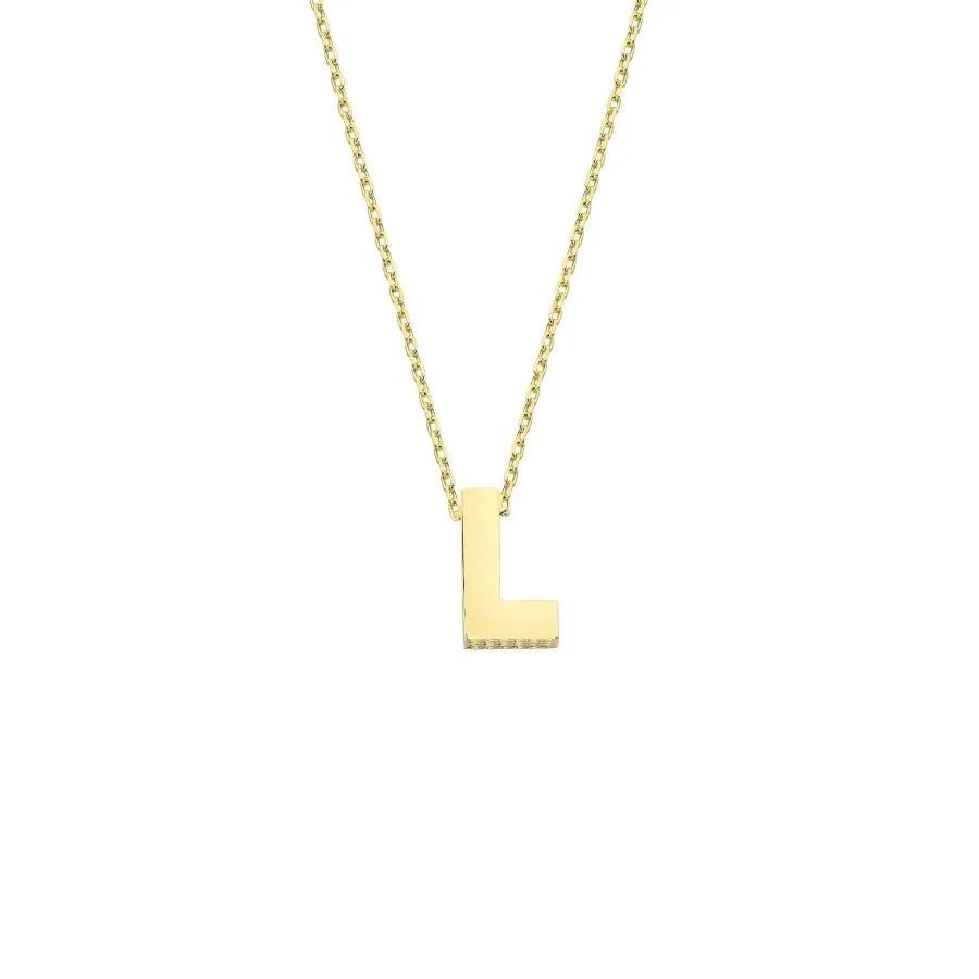 14k Gold İntial Letter L Necklace