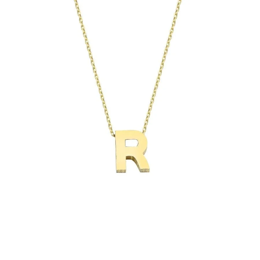 14k Gold İntial Letter R Necklace