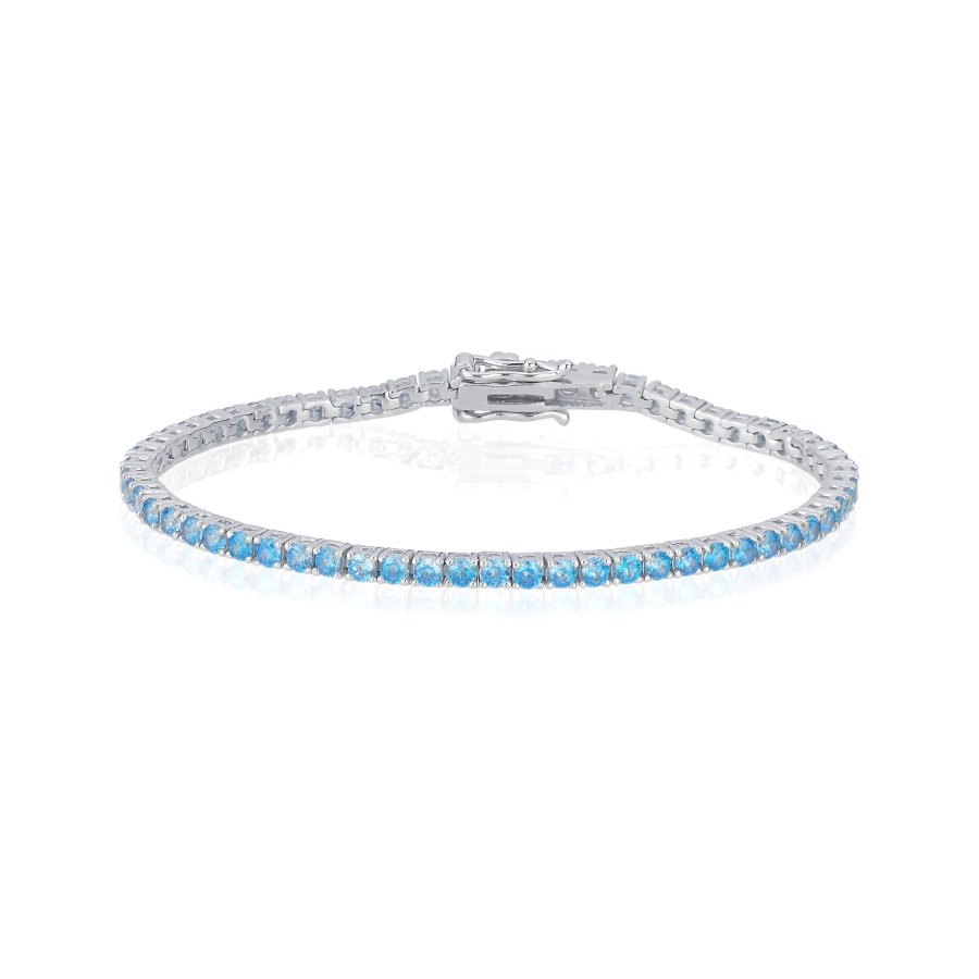 2,5mm Mavi Taşlı Su Yolu Gümüş Bileklik - CNG Jewels (1)