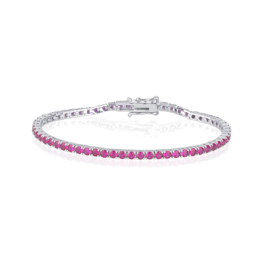 2,5mm Pembe Taşlı Su Yolu Gümüş Bileklik - CNG Jewels (1)