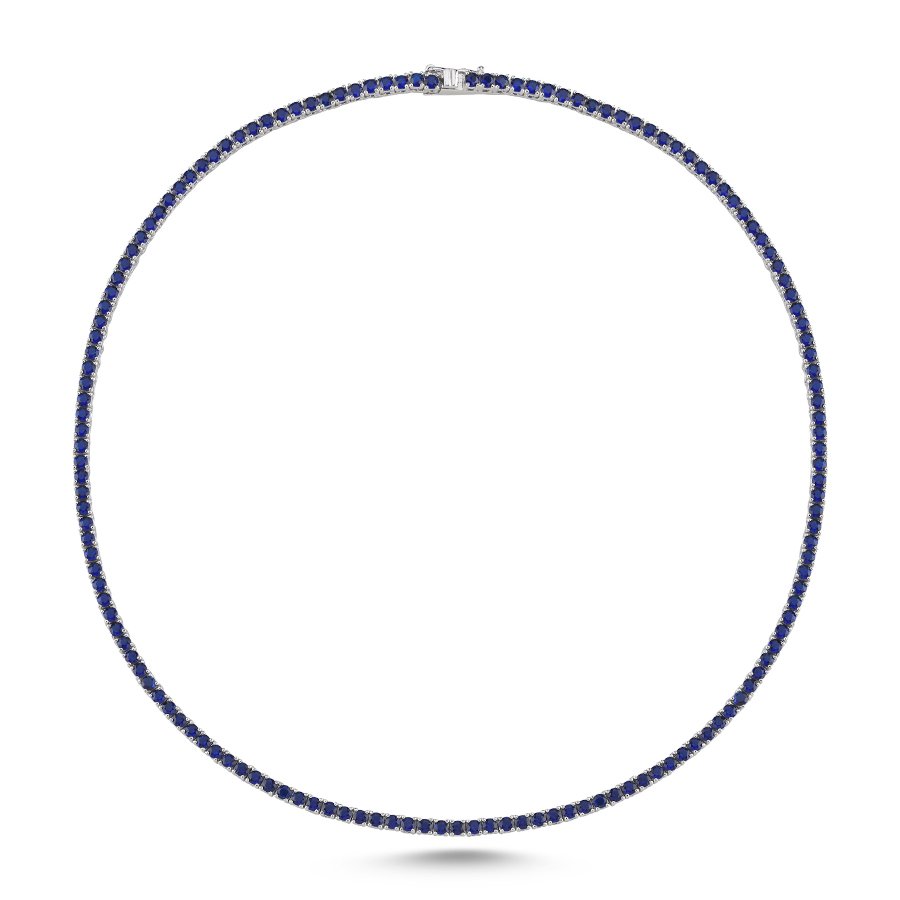 2,5mm Safir Mavisi Su Yolu Gümüş Kolye - CNG Jewels