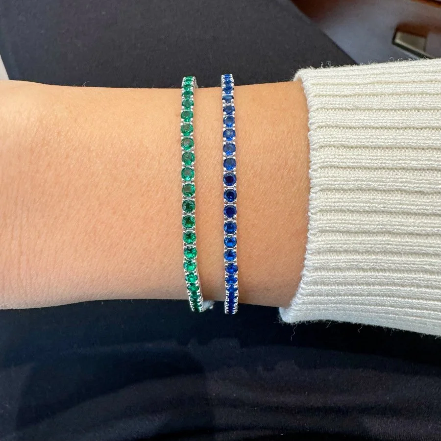 2,5mm Safir Renkli Gümüş Su Yolu Bileklik - 3