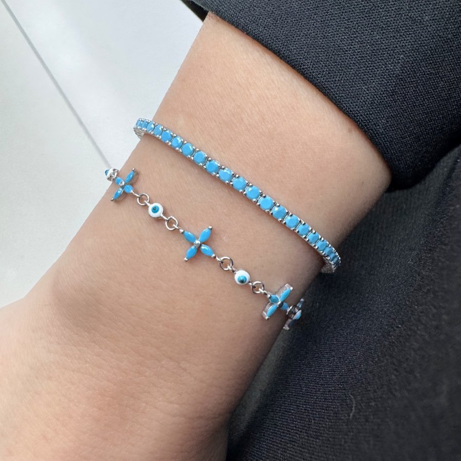 2,5mm Turkuaz Taşlı Su Yolu Gümüş Bileklik - CNG Jewels (1)