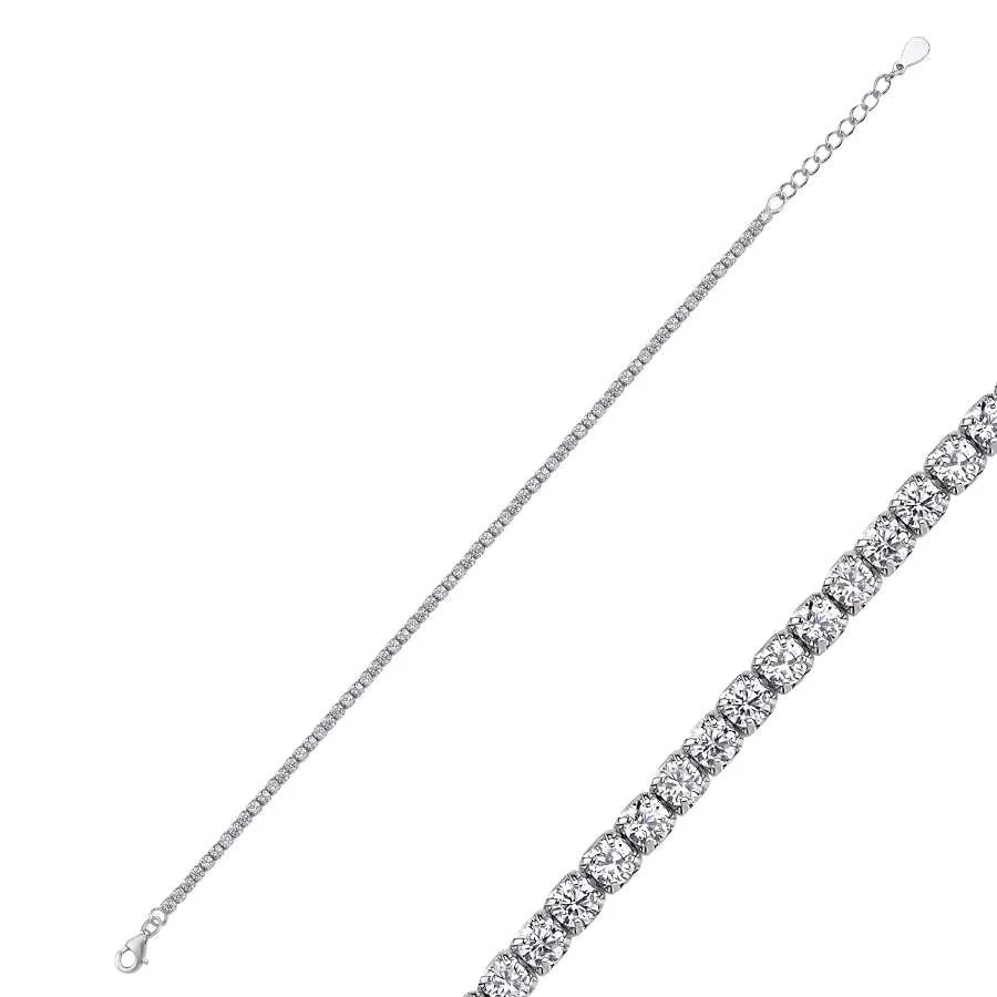 2mm Stone Thin Waterway Silver Bracelet - 1