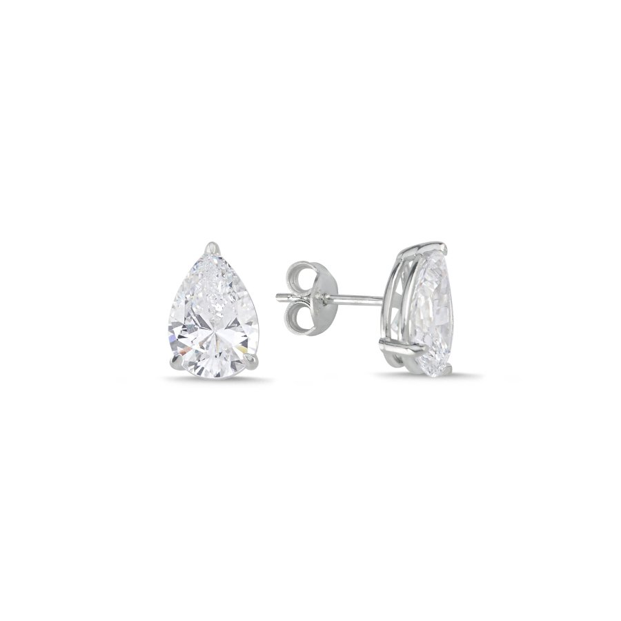 3 Karat Damla Tektaş Gümüş Küpe - CNG Jewels