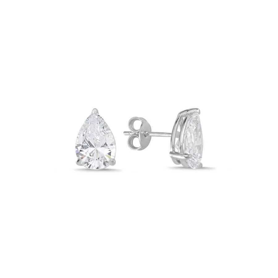 3 Karat Damla Tektaş Gümüş Küpe - 1