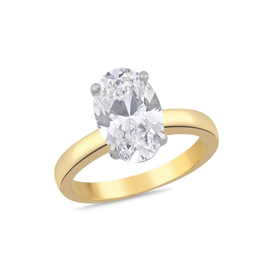 3 Karat Oval Tektaş Gümüş Yüzük - CNG Jewels