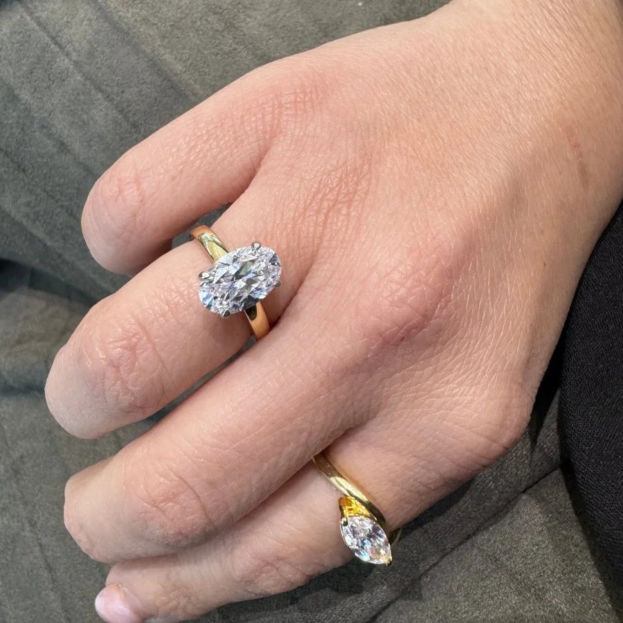 3 Karat Oval Tektaş Gümüş Yüzük - 2