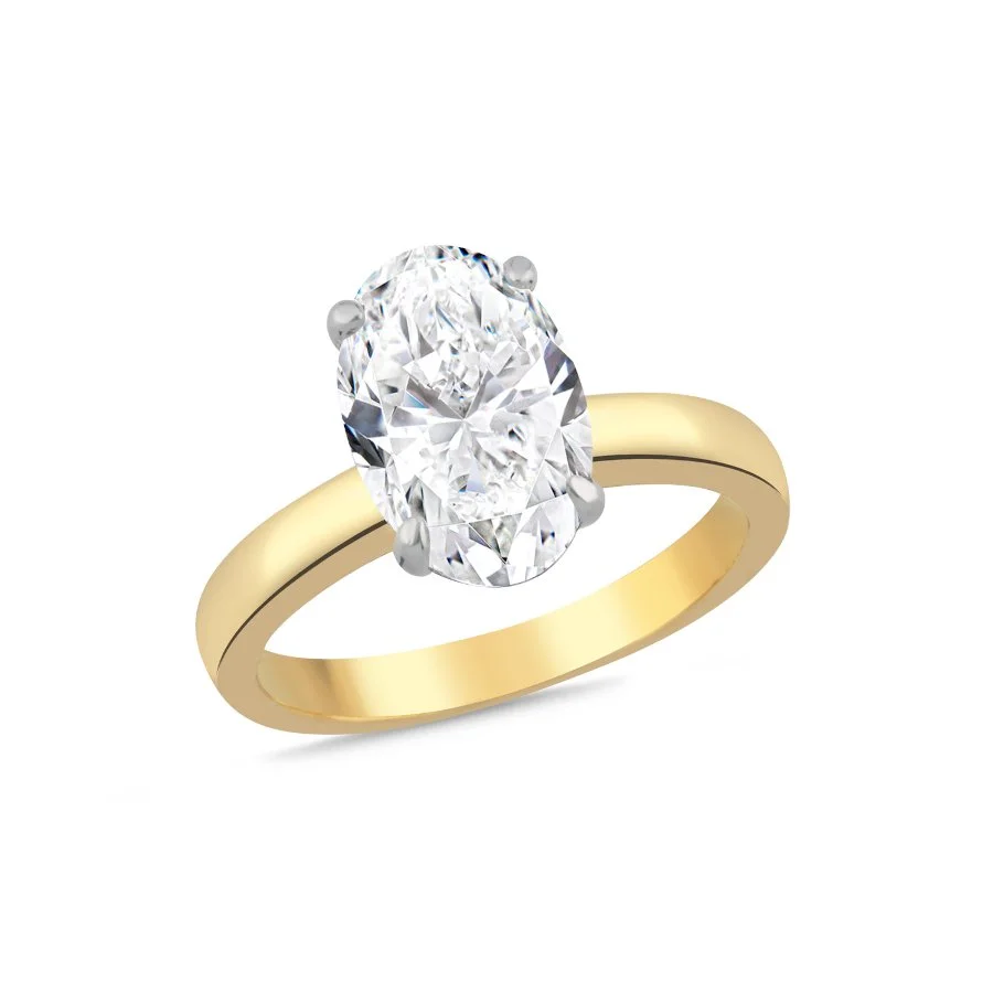 3 Karat Oval Tektaş Gümüş Yüzük - 1