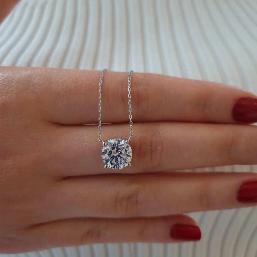 3,5 Karat Tektaş Gümüş Kolye - 3