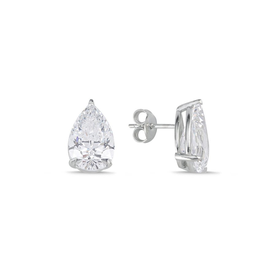 4 Karat Damla Tektaş Gümüş Küpe - CNG Jewels