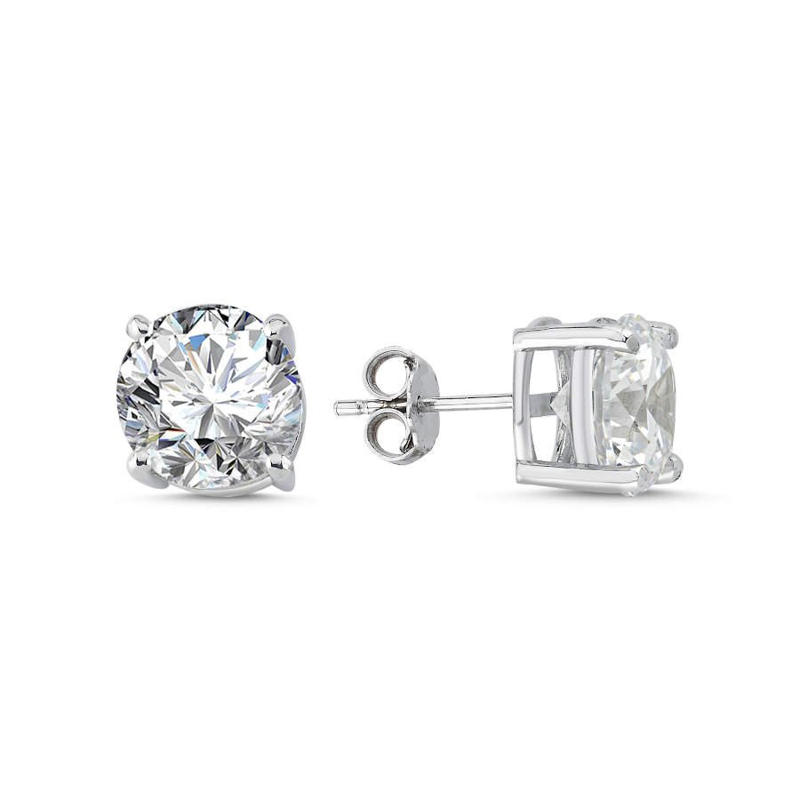 4 Carat Solitaire Silver Earrings - CNG Jewels