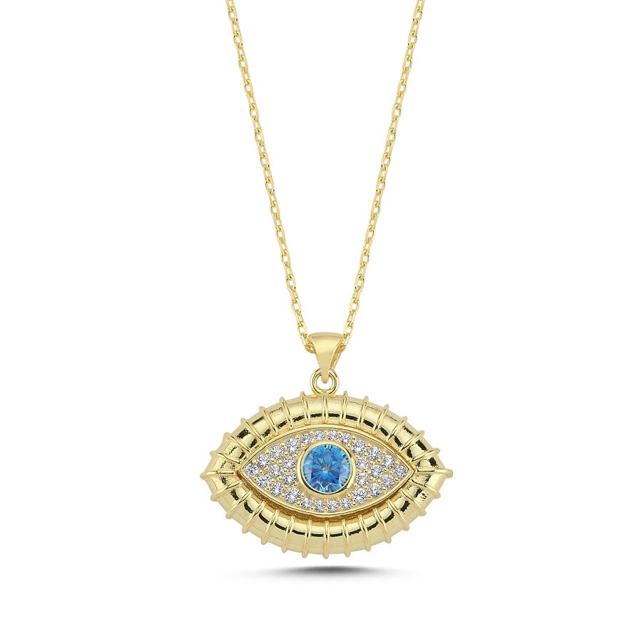 Almond Blue Eye Silver Women's Necklace - CNG Jewels