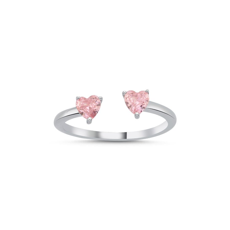 Amor Pink Heart Women's Silver Ring - CNG Jewels