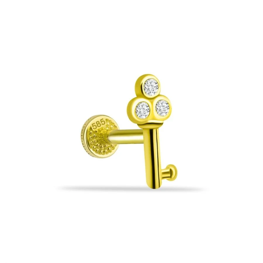 Anahtar Altın Tragus Piercing - 1
