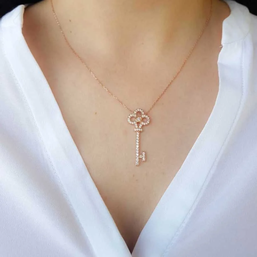Key Rose Silver Women's Necklace - 2