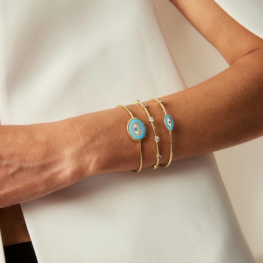 Badem Göz Gold Gümüş Kadın Bilezik - 2