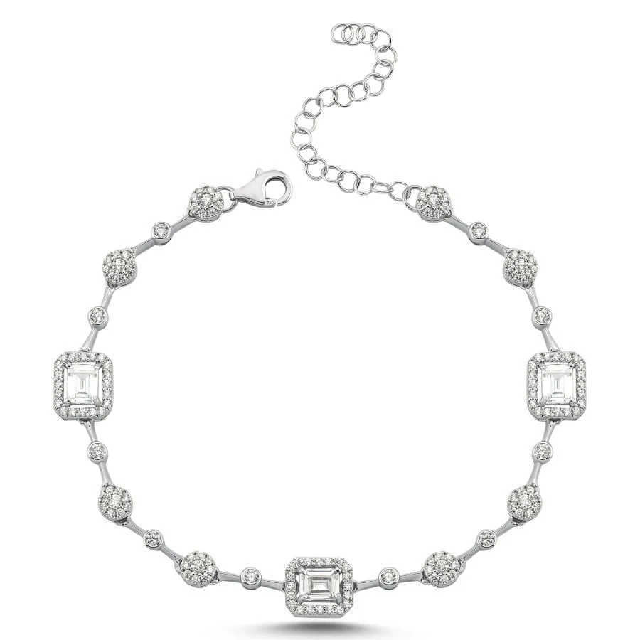 Baget Taşlı Işık Seli Kadın Gümüş Bileklik - 2