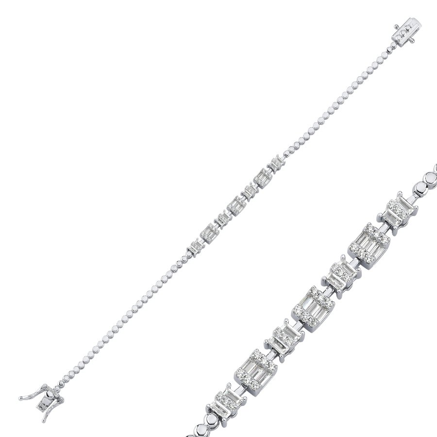 Baget Taşlı Kadın Gümüş Bileklik - CNG Jewels (1)
