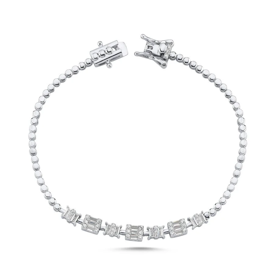 Baget Taşlı Kadın Gümüş Bileklik - 1