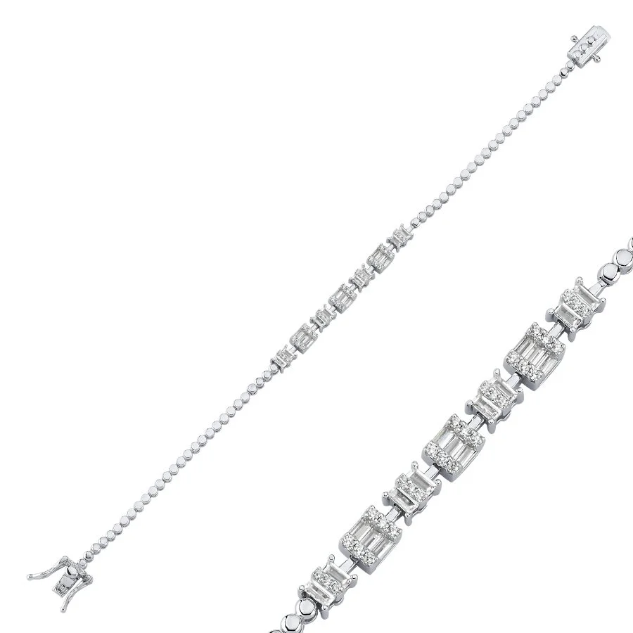 Baget Taşlı Kadın Gümüş Bileklik - 2