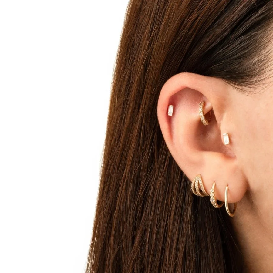 Baget Tektaş Altın Helix Küpe - 2