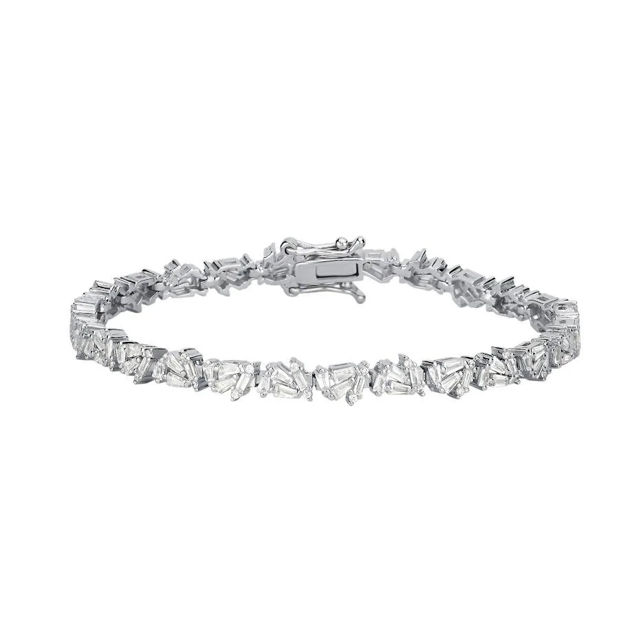 Baguette Trapezoid Silver Waterway Bracelet - 2