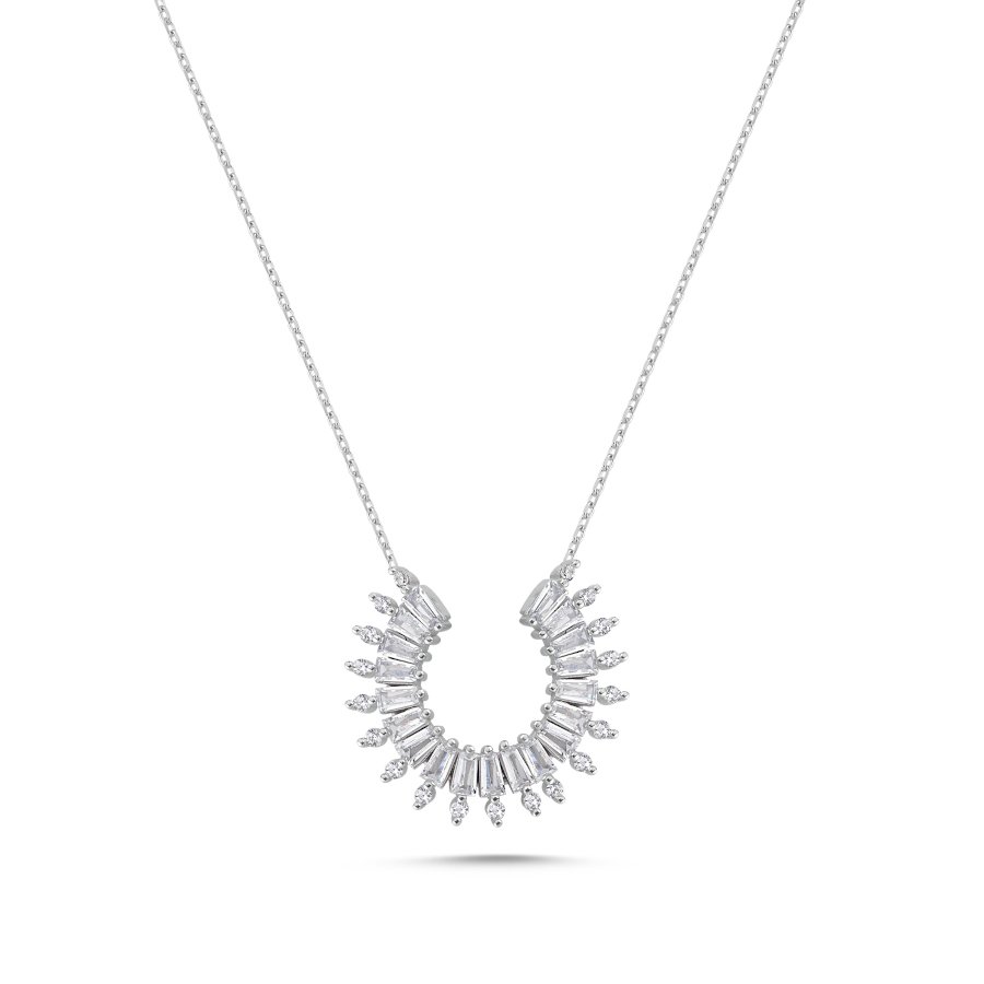 Baget Trapez Taşlı Gümüş Kolye - CNG Jewels