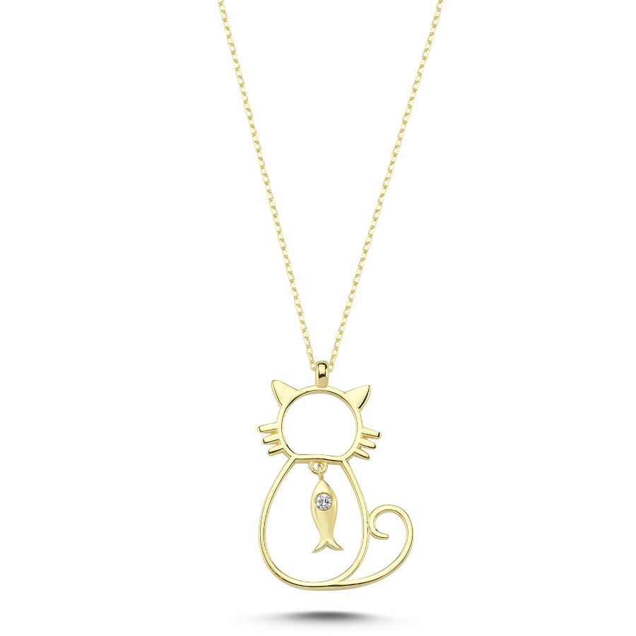 Balıklı Kedi Kadın Gümüş Kolye - CNG Jewels