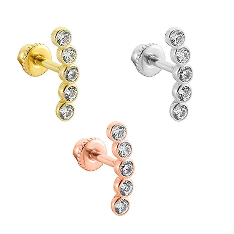 Beş Taşlı Süzme Altın Helix Piercing - 2