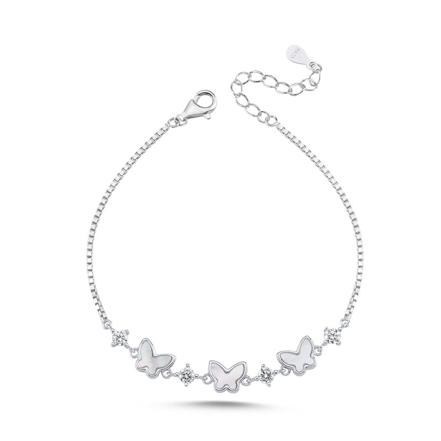 Beyaz Sedef Taşlı Kelebek Kadın Gümüş Bileklik - CNG Jewels (1)