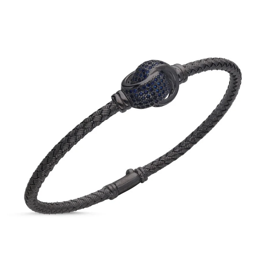 Blue Union Hasır Örgü Gümüş Erkek Bilekliği - 1