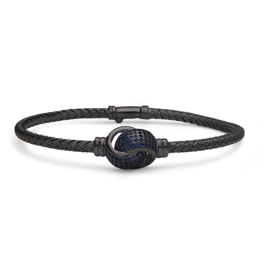 Blue Union Hasır Örgü Gümüş Erkek Bilekliği - CNG Jewels (1)