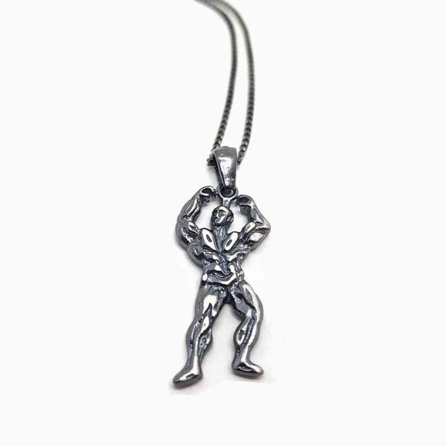 Body Building Men 925 Ayar Gümüş Erkek Kolye - 1