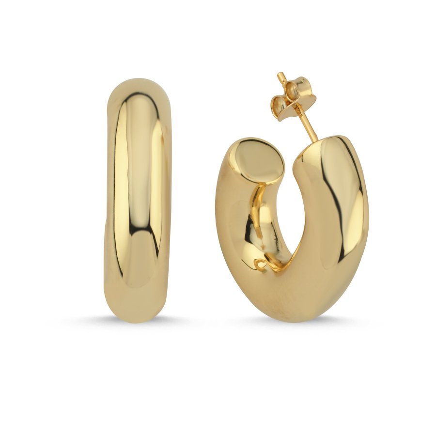 Bombe Yarım Halka Gold Kadın Gümüş Küpe - CNG Jewels