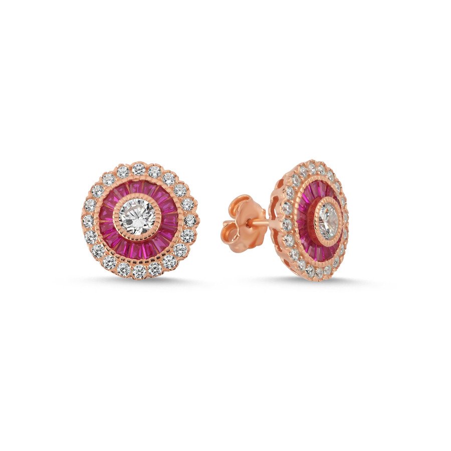 Calibre Yakut Rose Gümüş Kadın Küpe - CNG Jewels