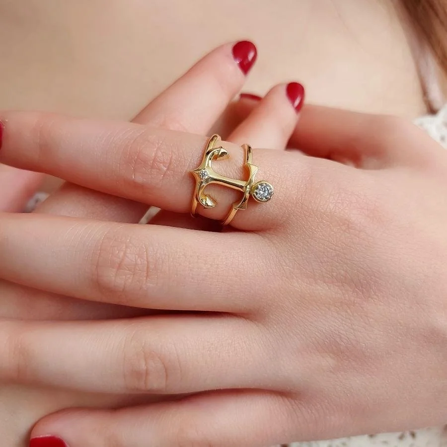 Anchor Gold Silver Women's Ring - 1