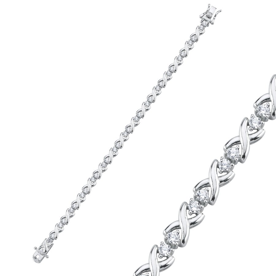 Cross Band Waterway Silver Bracelet - CNG Jewels