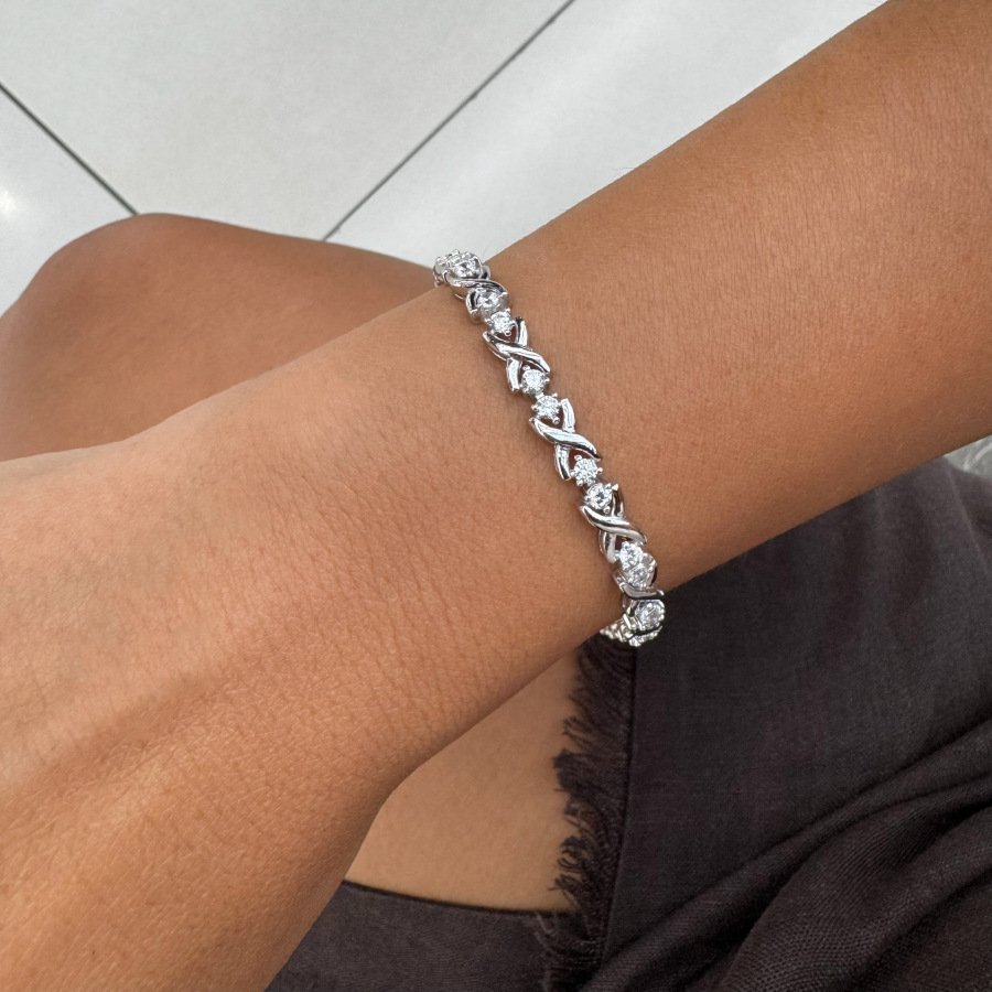 Cross Band Waterway Silver Bracelet - CNG Jewels (1)