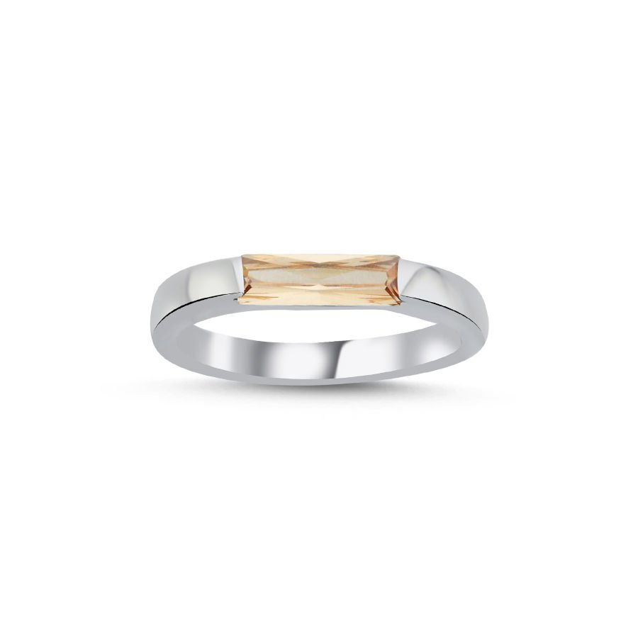 Caramel Baguette Women's Silver Ring - CNG Jewels