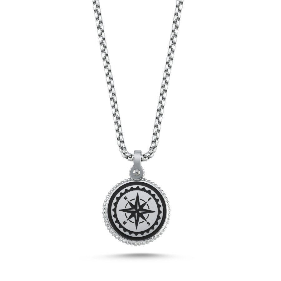 Çelik Pusula Erkek Kolye - CNG Jewels